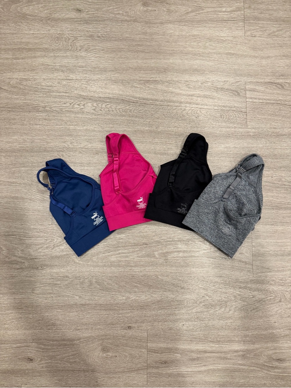Puma Women's Supportive Sports Bra Set - Blue, Pink, Black, Gray - Picture 3 of 4